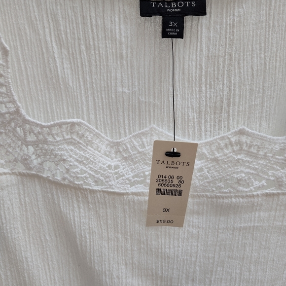 NEW Talbots Shift Dress Swim Coverup plus size 3X white new crochet cotton - Picture 15 of 15